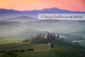 A Tuscan Farmhouse at Sunrise