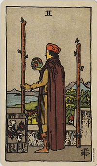 Ryder Waite Smith 2 of Wands Tarot Card